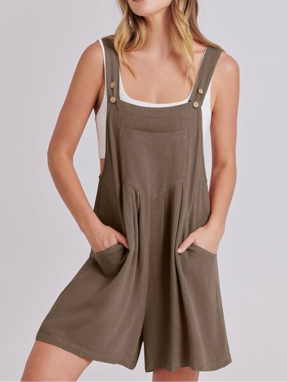 Brown Short Romper with Pockets